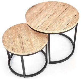 Set di 2 tavolini da salotto JENO rovere/nero