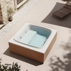 Jacuzzi "SkyLounge" Mini Piscina Idromassaggio Compatta Da 190x190 Interno Porcellana Rivestimento Wood Teak