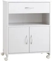 EasyComfort Mobile Porta Stampante con 4 Ruote, Cassetto e Armadietto, 60x39x80cm - Bianco