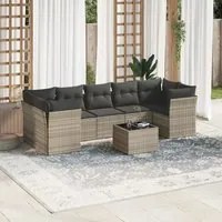 Set Divano da Giardino 8pz con Cuscini Grigio Chiaro Polyrattan 3249131