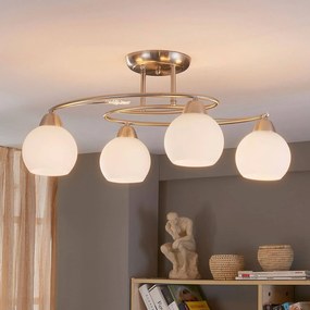 Plafoniera soffitto Svean Lindby, dimmerabile, Alluminio / Grigio / Zincato, Soggiorno / Sala da pranzo, Vetro, Moderno, Plafoniera