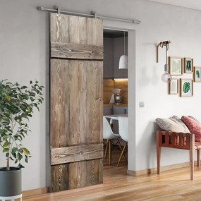 Porta scorrevole Barn Wengé in alluminio beige, L 86 x H 215 cm, con binario Loft Reversibile