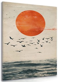 Stampa su tela – Japandi luna sul mare