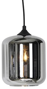 Lampadario Art Déco nero con vetro fumé 6 luci - Wallace