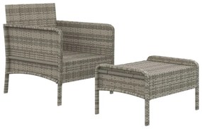 Set di Divani da Giardino 2 pz con Cuscini in Polyrattan Grigio