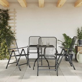Set Da Pranzo Da Giardino 5pz Antracite İn Rete Metallica /