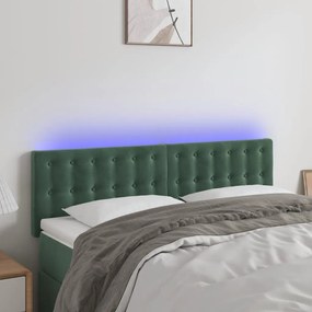 Testiera A Led Verde Scuro 144x5x78/88 Cm İn Velluto /