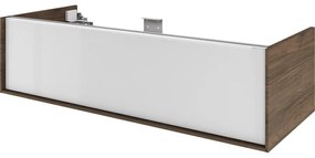 Mobile da bagno sospeso sotto lavabo L 120 x H 32 x P 48 cm noce laccato lucido, 1 cassetto SENSEA Neo