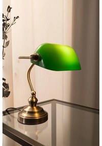 Lampada da tavolo in verde e ottone, altezza 25 cm Bankers - Markslöjd