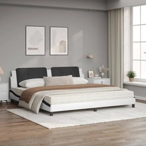 Letto con materasso bianco e nero 200x200cm in similpelle