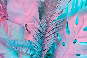 Quadro su tela – Foglie di palma in colori neon straordinari