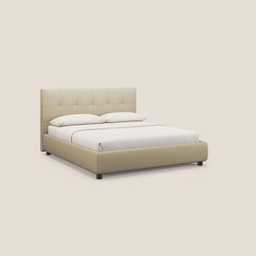 Minato letto imbottito contenitore con testata trapuntata in ecopelle impermeabile T04 panna