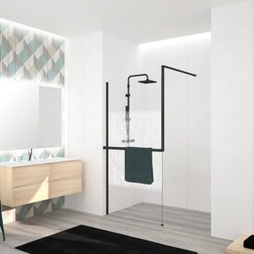 Box doccia walk-in Elidesign, vetro serigrafato 8 mm, L 120 cm x H 200 cm, profilo nero