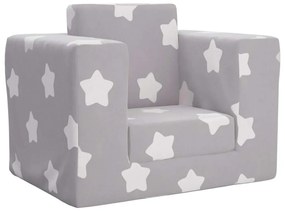 Divano Letto Bambini Grigio Chiaro Con Stelle Morbido Peluche /