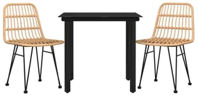Set da pranzo da giardino 3 pz in polyrattan