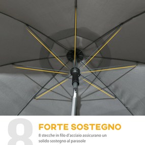 Ombrellone da Giardino Ø180x209 cm in Poliestere e Acciaio Grigio...