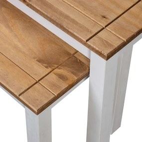 Tavolini impilabili 2 pz bianchi massello di pino panama range