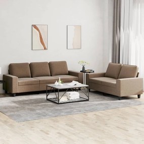 Set Di Divani 2 Pz Marrone İn Tessuto /