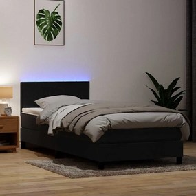Giroletto A Molle Con Materasso Nero 90x210 Cm İn Velluto /