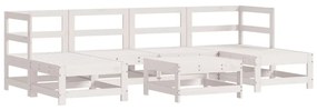 Set divani da giardino 7pz con cuscini in legno massello bianco