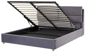 Letto matrimoniale con contenitore velluto grigio 140 x 200 cm BATILLY Beliani