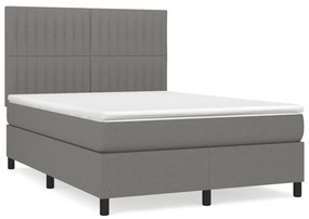 Giroletto a molle con materasso grigio scuro 140x200cm tessuto