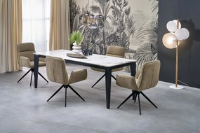 Tavolo Felix allungabile effetto marmo bianco e nero – 141-201x81x76 cm