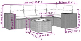 Set divano da giardino 6 pz con cuscini grigio in polyrattan