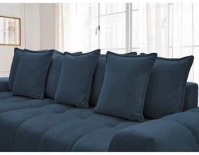 Divano angolare blu scuro allungabile e con contenitore (penisola a sinistra/chaise lounge) con rivestimento in ciniglia Everest – Bobochic Paris