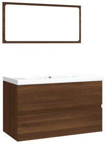 Set mobili da bagno rovere marrone in legno multistrato