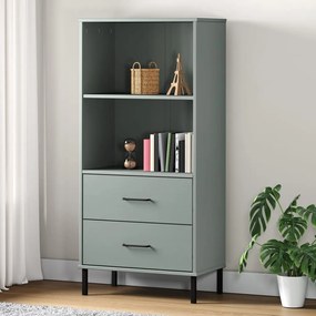 Libreria 2 Cassetti Grigio 60x35x128,5 Cm Legno Massello Oslo /