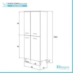Armadio multiuso larice 153,5 cm con ante e ripiani regolabili Desya