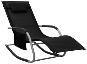 Lettino Prendisole İn Textilene Nero E Grigio /
