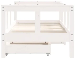 Giroletto bambini con cassetti bianco 70x140cm massello di pino