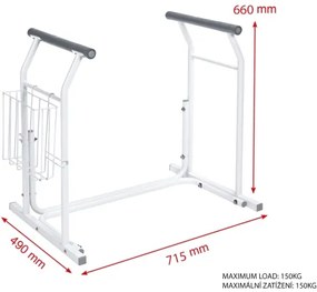 Ridder - Maniglioni di sostegno mobili per WC 66x71,5 cm, bianchi