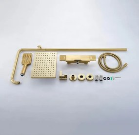 Sistema doccia esterno ELITE EDITION BSE1419 con getti massaggianti e cascata, disponibile in più finiture tra cui oro spazzolato e — Oro spazzolato