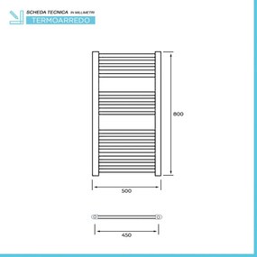 Termoarredo scaldasalviette cromato 50x80 interasse 45 cm