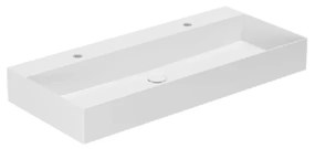 Lavabo D'Appoggio/Sospeso Con Foro 102x45 Cm Azzurra Ceramica "Elegance Squared" Bianco Lucido