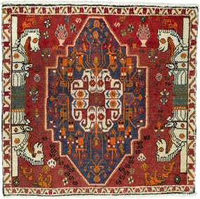 Shiraz Tappeto persiano 70x70 Rosso (Iran) Annodato A Mano