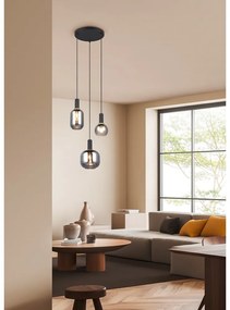 Lampadario nero con paralume in vetro Diva - Trio