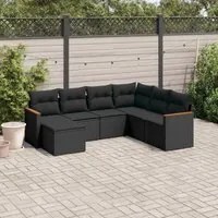 Set Divani da Giardino con Cuscini 7pz Nero Polyrattan 3226202