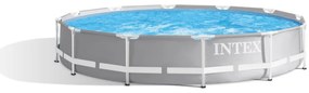 Intex - 26712NP – Piscina Fuori Terra Prisma Frame Rotonda, Pompa Filtro 2006 L/h, 6503 l, Acciaio e pvc, Grigio, 366x76 cm