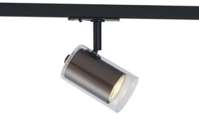 Faretto moderno bronzo scuro con vetro trasparente per sistema a binario monofase - Iconic Lloyd
