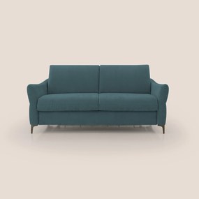 Dalia divano letto con materasso H18 cm e piedi alti in raffinato tessuto smacchiabile T17 petrolio