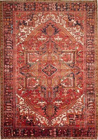 Heriz Tappeto 250 x 350 Rosso (Iran) Annodato A Mano