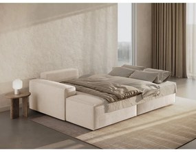 Divano letto in tessuto bouclé beige (angolo sinistro) Jodie - Micadoni Home
