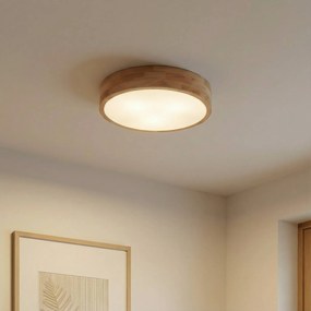 Plafoniera soffitto Tanju Lindby, dimmerabile, Legno chiaro, Soggiorno / Sala da pranzo, Legno, Campagna / Rustiche, Plafoniera