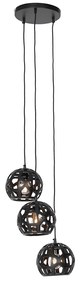 Lampada a sospensione industriale nera rotonda 3 luci - Bobby