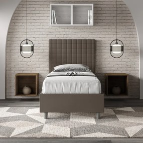 Letto singolo con rete imbottito 80x190 similpelle cappuccino Sunny