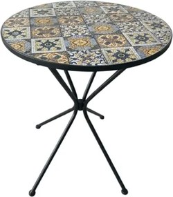 Set Bistrot Tavolo Maioliche Tondo 60 Cm Con 2 Sedie Pieghevoli Amalfi